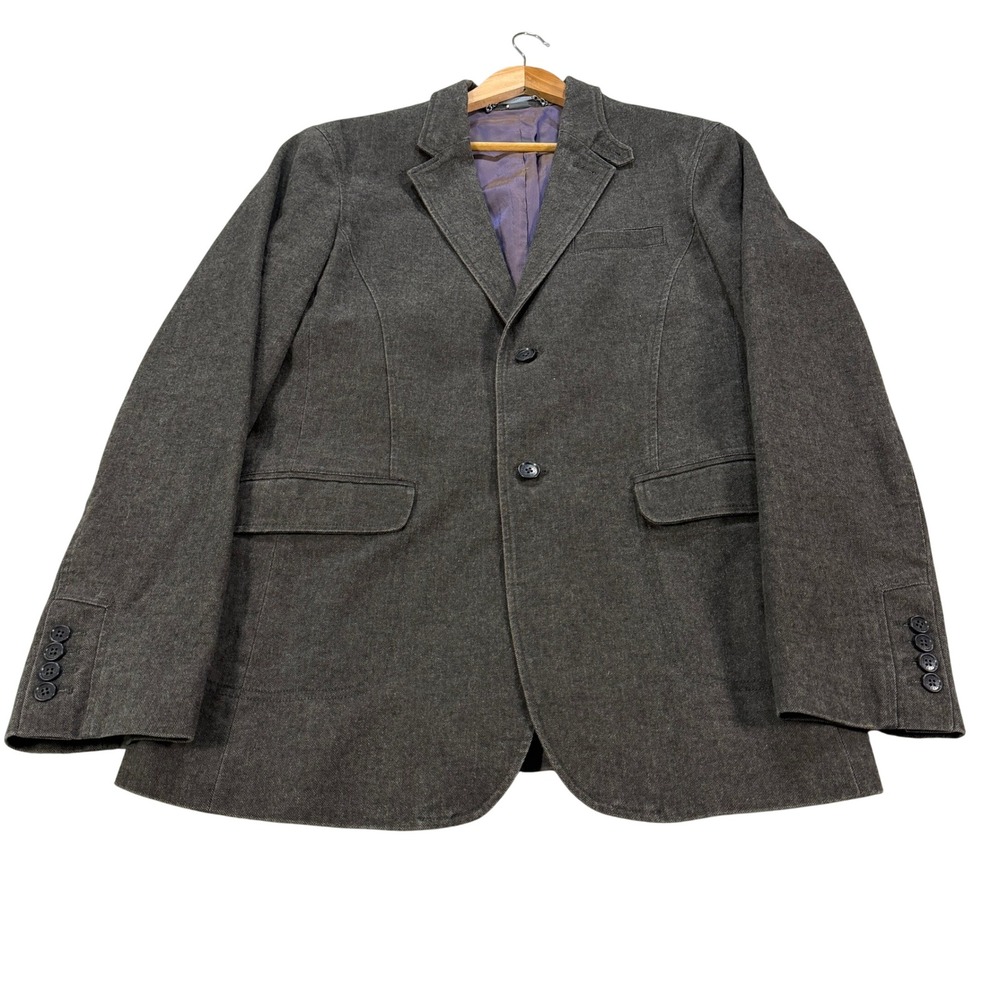 Armani Exchange Mens 42L Dusty Gray Herringbone 2-Button Blazer Sport Coat EUC